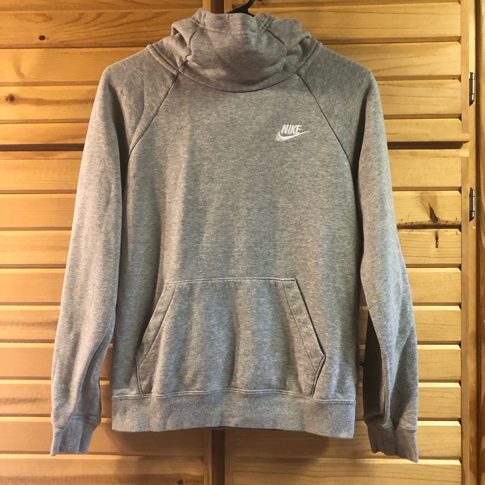 NIKE WOMEN’S COWL NECK PULLOVER LIGHT GRAY HOODIE, SIZE XS